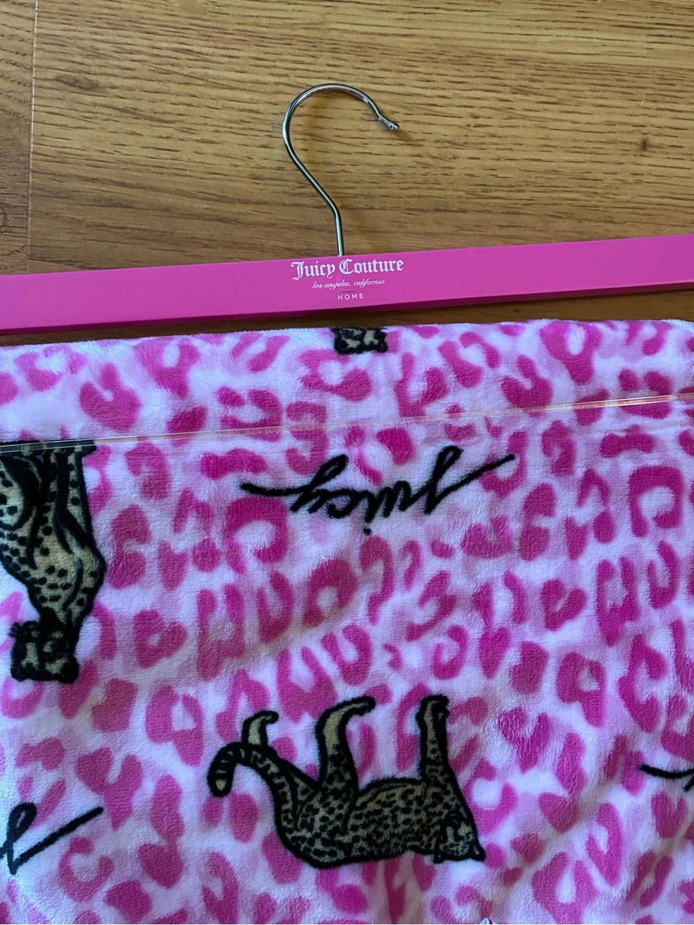 Juicy Couture Pink Leopard Print Oversized Plush Throw